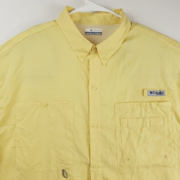 Columbia PFG Omni-Shade Shirt Men XL Yellow Vented Fishing Button-Down - Picture 3 of 14